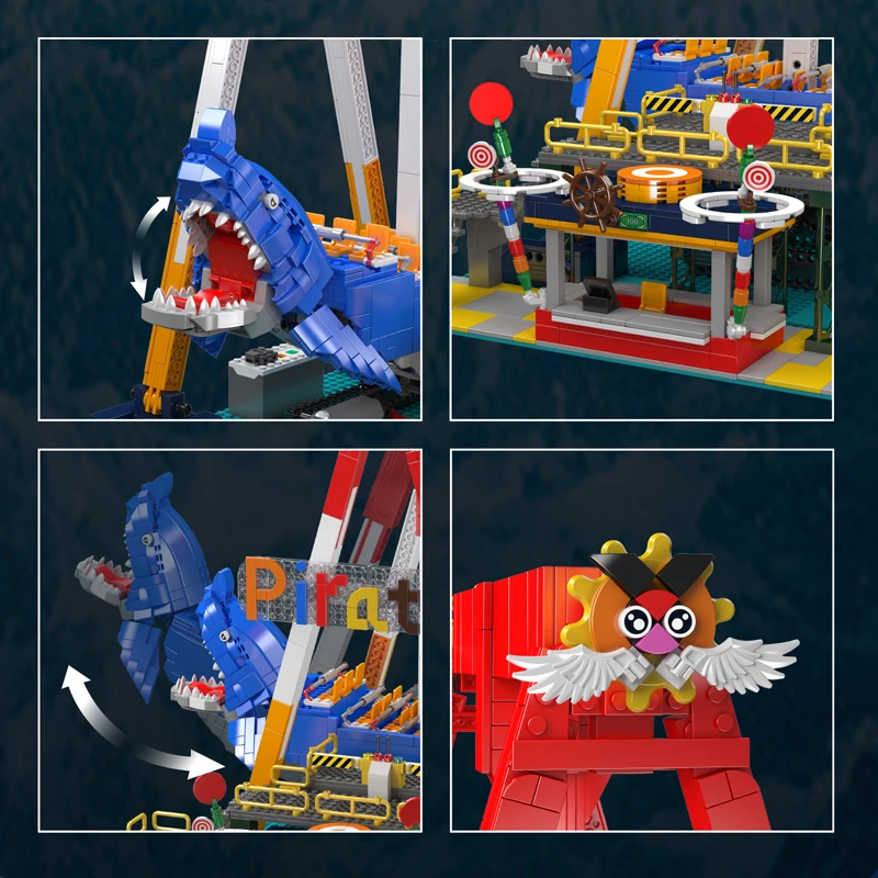 Mould King 11017 Electric Shark Pirate Ship Ride Construction Kit | 1,922 Pieces - Image 4