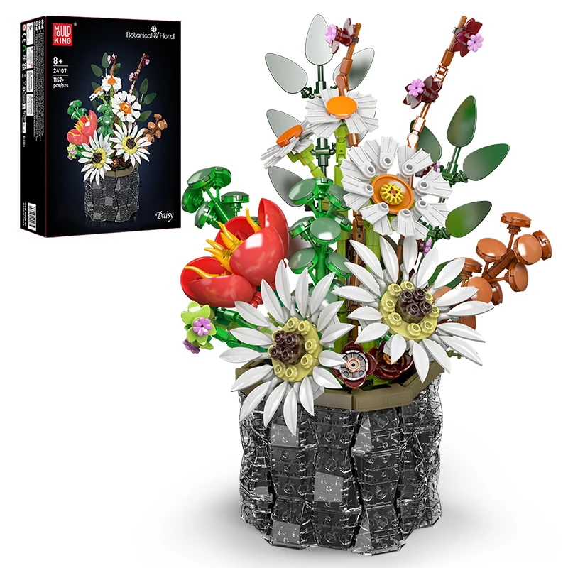 Mould King 24107 Daisy Flower Pot Botanical Construction Kit | 1,157 Pieces - Image 5