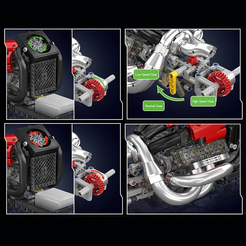 Mould King 10188 Motorized STR13 V6 Engine Construction Set | 980 Pieces - Image 4